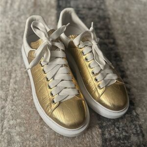 Alexander McQueen Gold and White Women's Sneakers